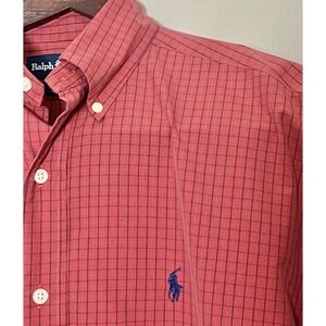 Ralph Lauren Button Down Shirt Men's Small Red Plaid Blake Fit Preppy Ivy Xmas